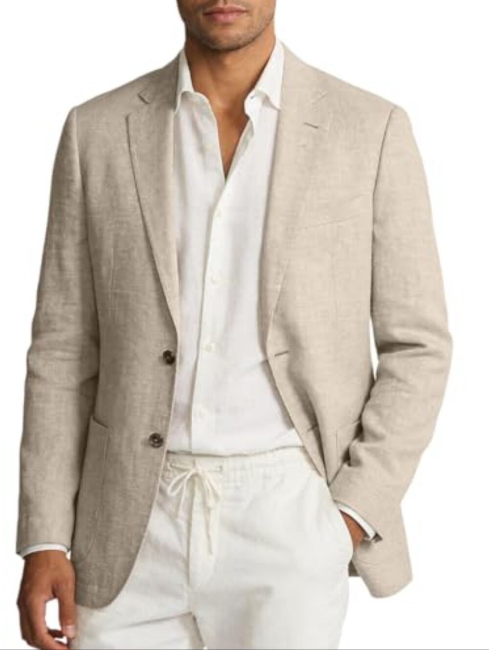 Josephy Abboud Classic Beige Cotton Blazer Size M